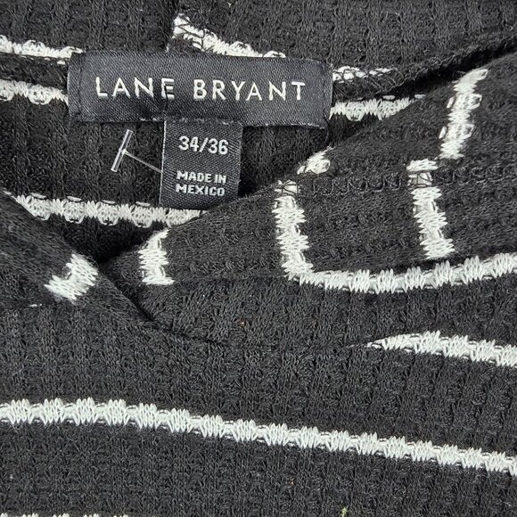 Lane Bryant Black/White Striped Short Sleeve Peplum Blouse Plus Size 34/36 - Picture 3 of 7